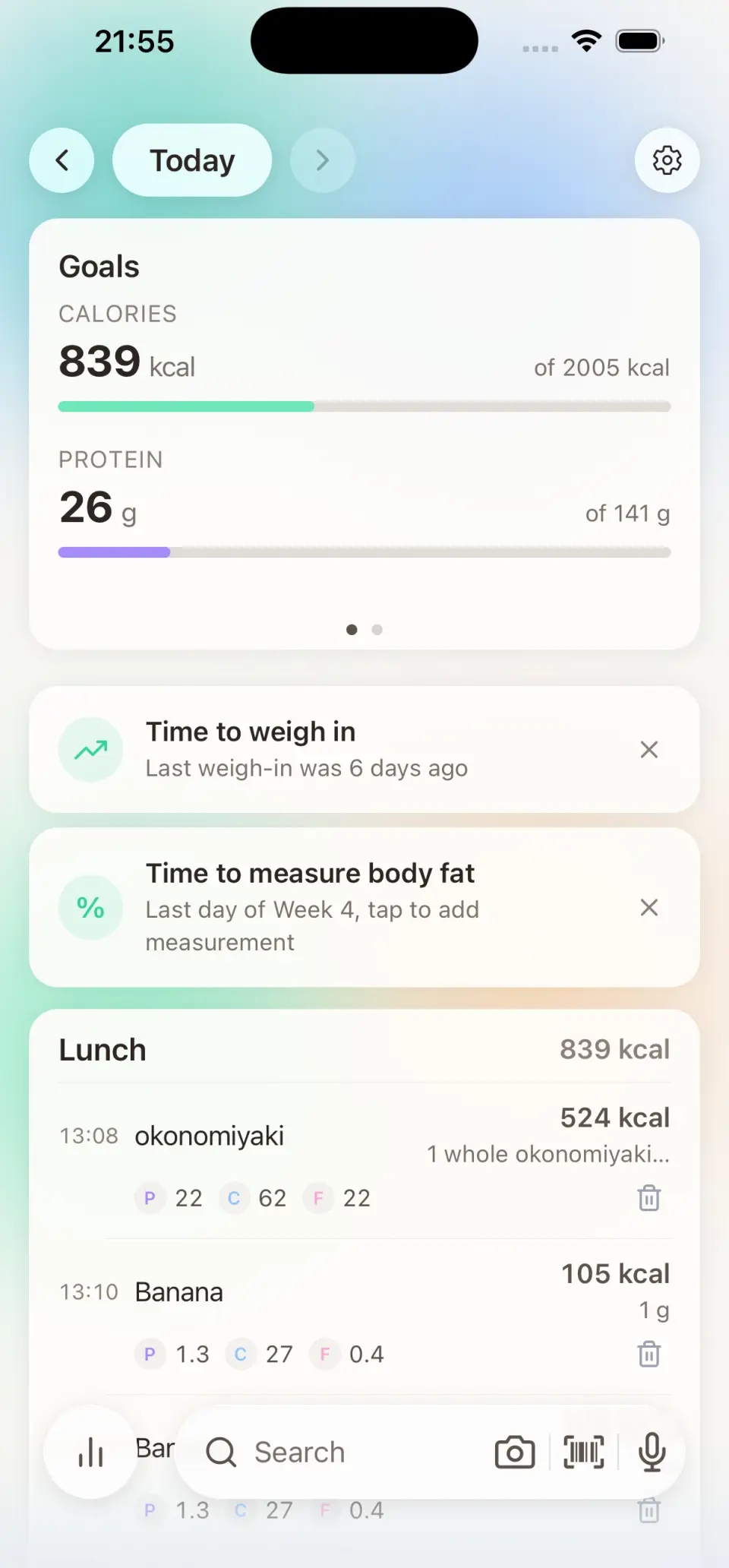 Deficit reminders for weigh-ins and measurements